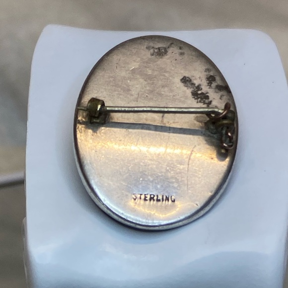 VINTAGE SILVER CAMEO ABALONE MOTHER OF PEARL ITALY Sterling 1850-1900’s C-clasp - Picture 6 of 12